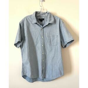 J. Crew Short Sleeve Cotton Button Down Casual Shirt Blue White Size Large